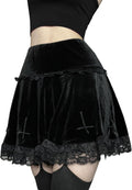 Womens Gothic Mini Skirts Punk Grunge Velvet Skirts High Waist Emo Skirt Mall Goth Alt Harajuku Skirt
